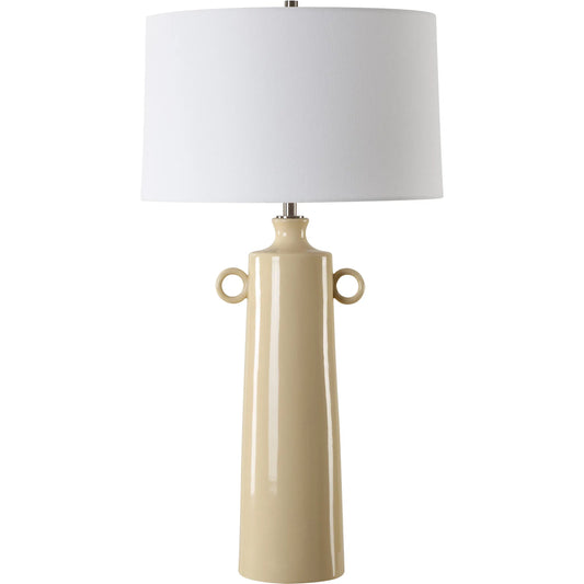 Florero Pale Yellow Table Lamp by Uttermost in nickel. Made from ceramic, iron, fabric in a unique style.