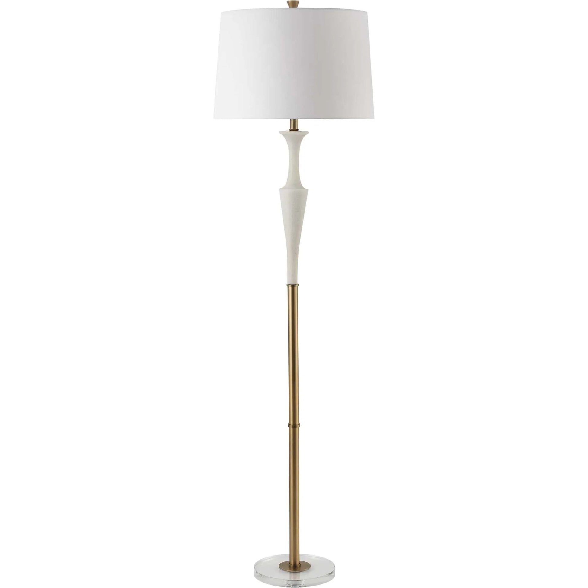 Colette Floor Lamp by Uttermost in brass. Made from iron, crystal, fabric, rice stone in a transitional style.