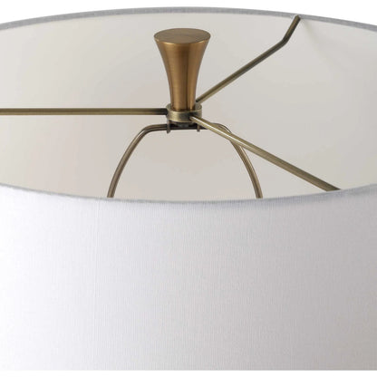 Colette Floor Lamp by Uttermost in brass. Made from iron, crystal, fabric, rice stone in a transitional style.