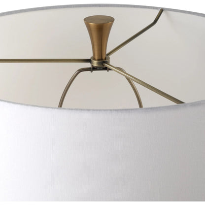 Colette Floor Lamp by Uttermost in brass. Made from iron, crystal, fabric, rice stone in a transitional style.