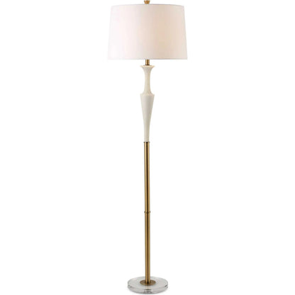 Colette Floor Lamp by Uttermost in brass. Made from iron, crystal, fabric, rice stone in a transitional style.