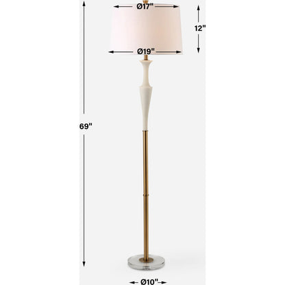 Colette Floor Lamp by Uttermost in brass. Made from iron, crystal, fabric, rice stone in a transitional style.