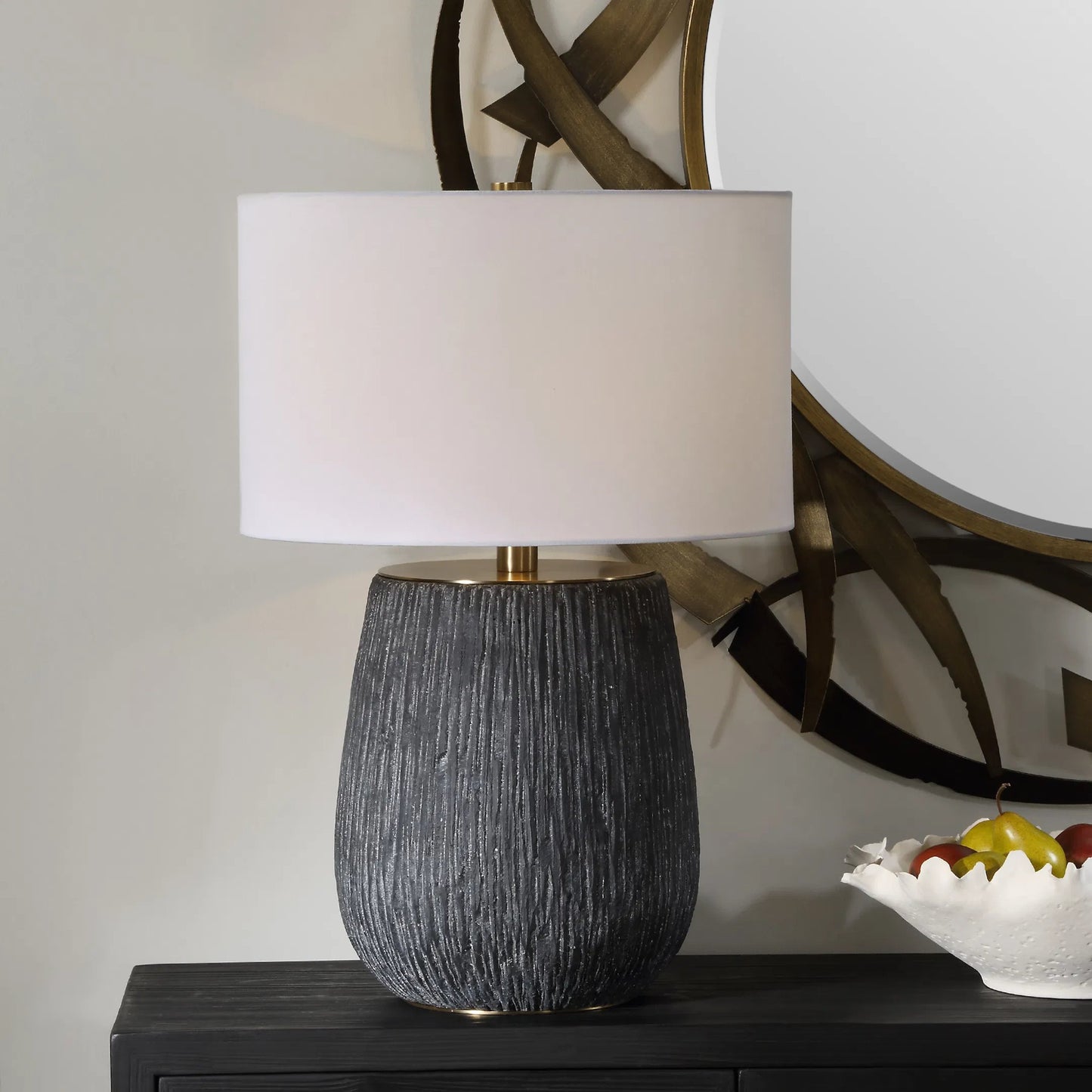 001 SI-2262372 | Lifestyle | Americana Table Lamp by Uttermost in brass. Made from metal, concrete in a modern style.