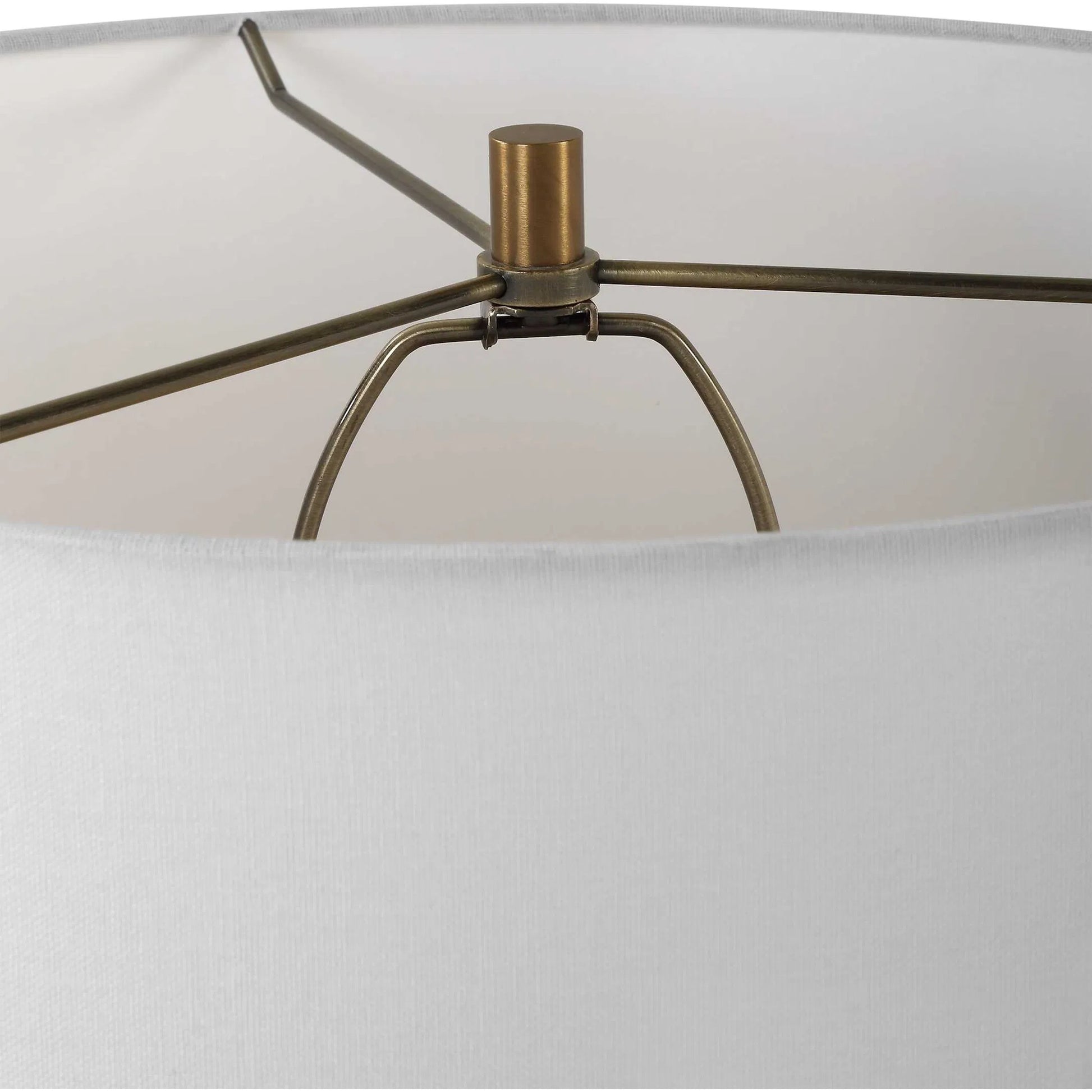 Stratified Table Lamp by Uttermost in brass. Made from ceramic, crystal, steel, fabric in a modern style.