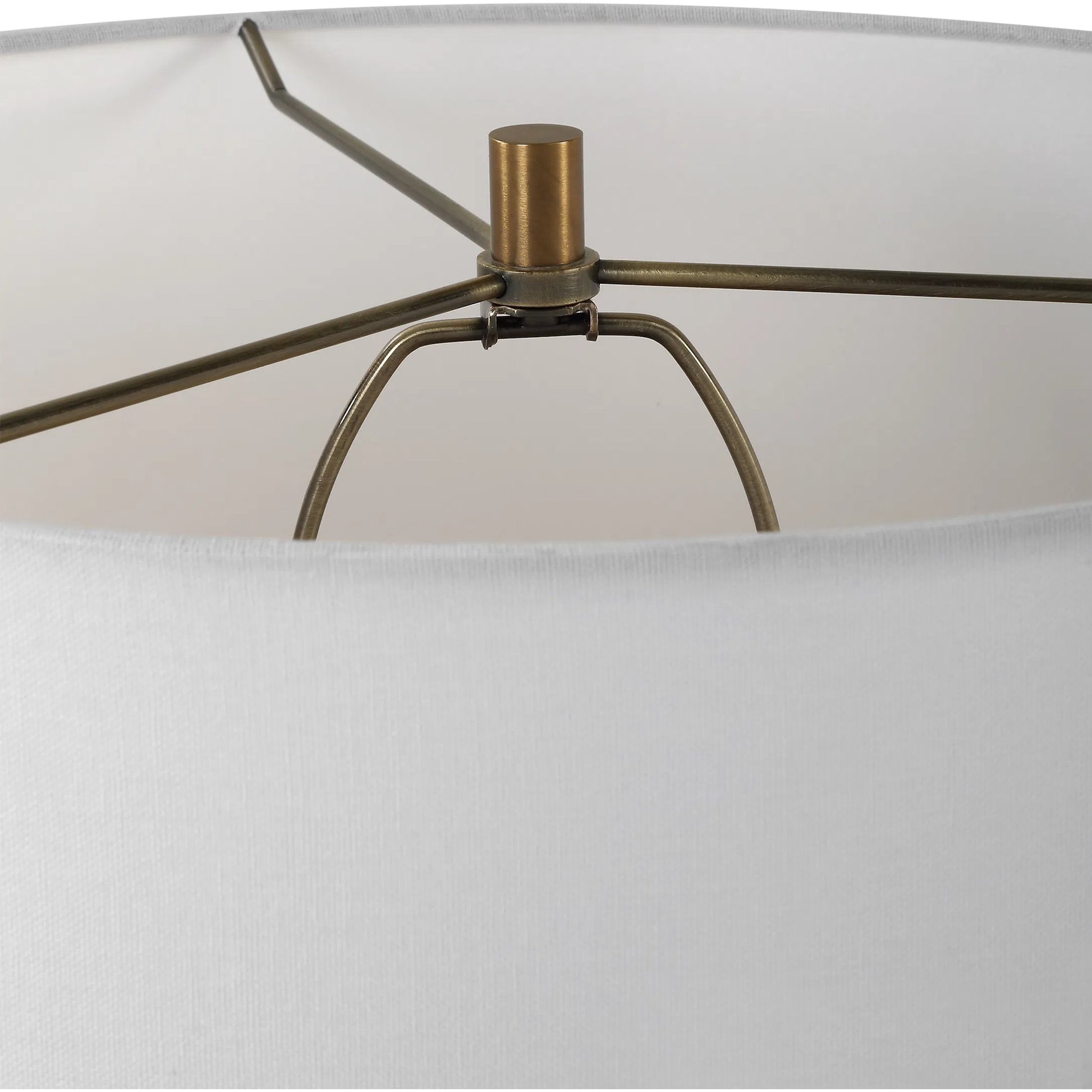 Stratified Table Lamp by Uttermost in brass. Made from ceramic, crystal, steel, fabric in a modern style.