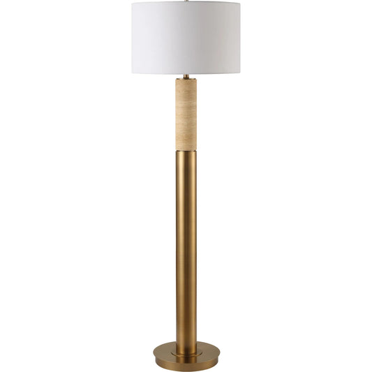 Knox Travertine Floor Lamp by Uttermost in brass. Made from metal, travertine in a unique style.