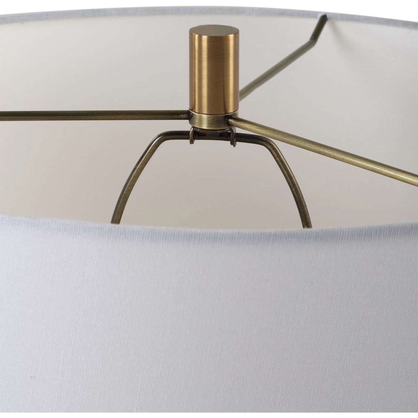 004 SI-2262374 | Closeup | Wisp Table Lamp by Uttermost in brass. Made from ceramic, crystal, steel, fabric in a modern style.