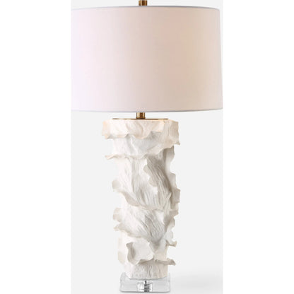 Wisp Table Lamp by Uttermost in brass. Made from ceramic, crystal, steel, fabric in a modern style.