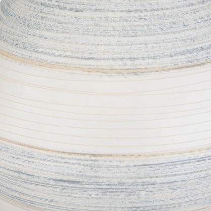 Potter Striped Table Lamp by Uttermost in blue. Made from ceramic, fabric, metal in a modern style.