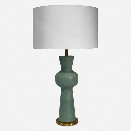 Pollard Slate Table Lamp by Uttermost in brass. Made from ceramic, fabric, metal in a unique style.