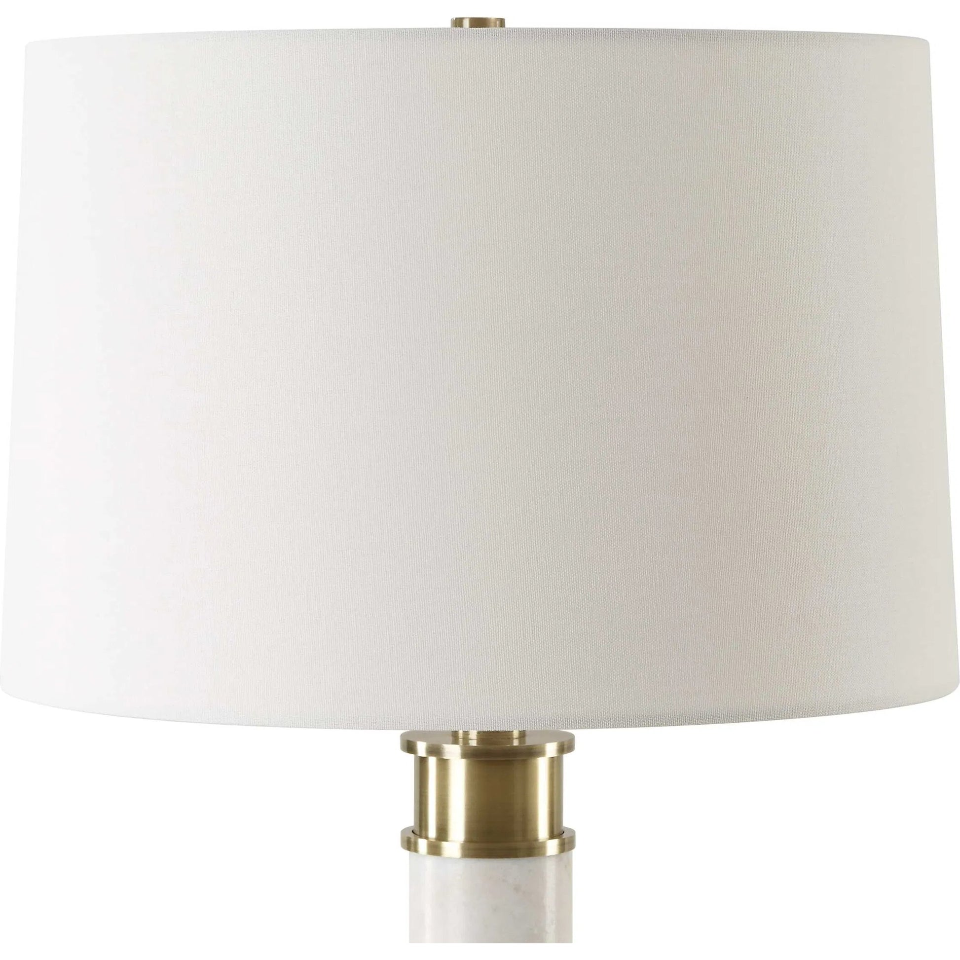 Plinth Table Lamp by Uttermost in brass. Made from metal, marble, crystal, fabric in a modern style.