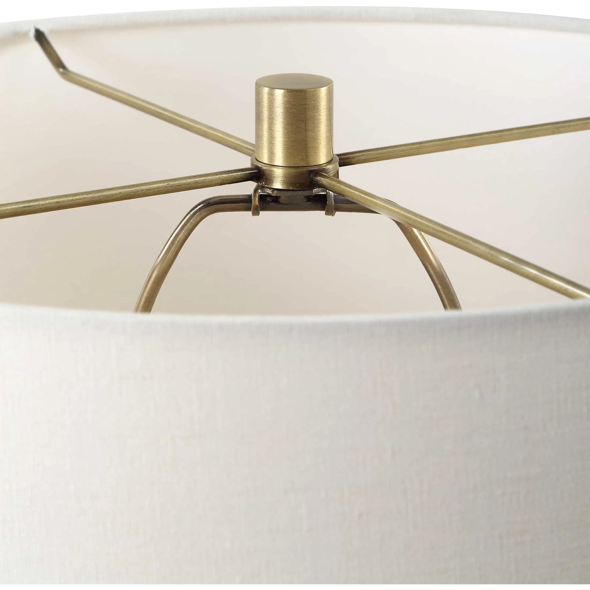 Plinth Table Lamp by Uttermost in brass. Made from metal, marble, crystal, fabric in a modern style.