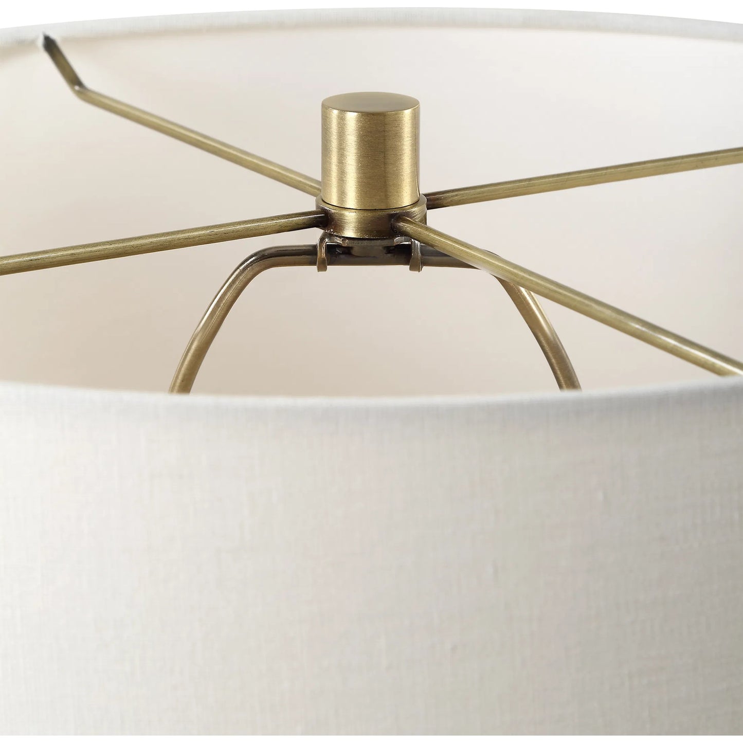 002 SI-2262434 | Closeup | Plinth Table Lamp by Uttermost in brass. Made from metal, marble, crystal, fabric in a modern style.