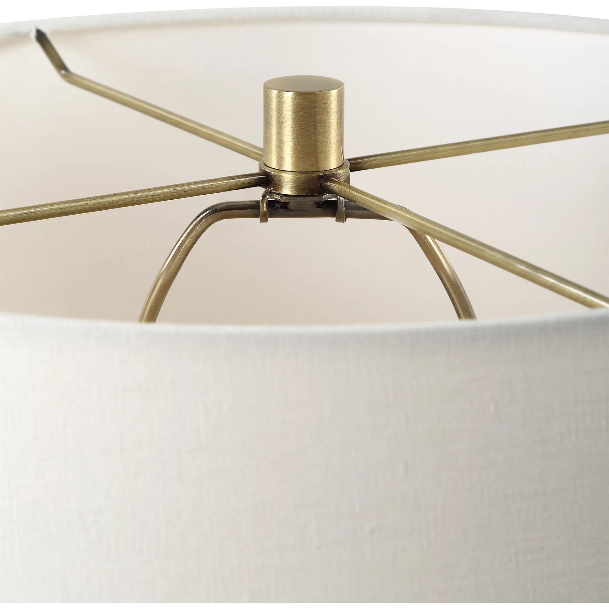 Plinth Table Lamp by Uttermost in brass. Made from metal, marble, crystal, fabric in a modern style.