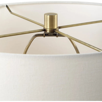 Plinth Table Lamp by Uttermost in brass. Made from metal, marble, crystal, fabric in a modern style.