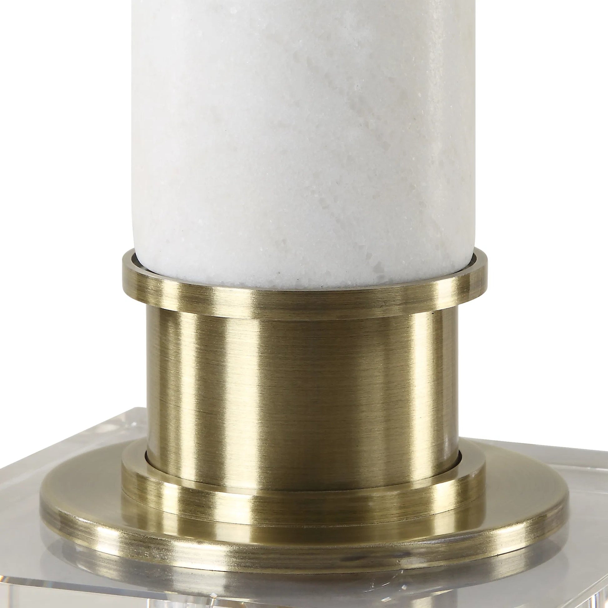 Plinth Table Lamp by Uttermost in brass. Made from metal, marble, crystal, fabric in a modern style.