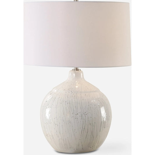 Dribble Glaze Table Lamp by Uttermost in nickel. Made from steel, ceramic, fabric in a unique style.