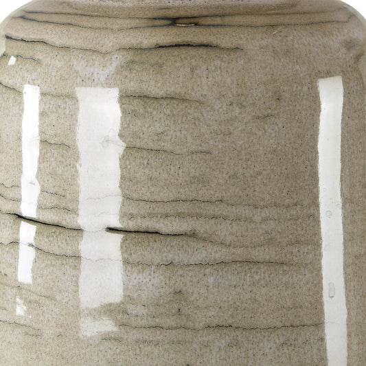 Strata Glaze Table Lamp by Uttermost in green, tan. Made from steel, ceramic, fabric in a unique style.
