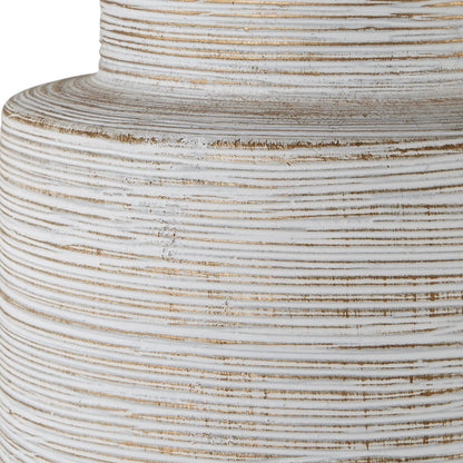 Crimp Ribbed Table Lamp by Uttermost in gold leaf. Made from steel, ceramic, fabric in a transitional style.