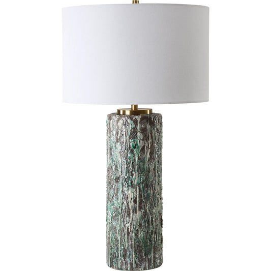 Meltdown Table Lamp by Uttermost in brass. Made from ceramic, iron, fabric in a unique style.