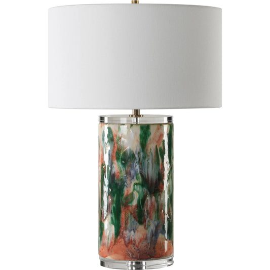 Verdant Multi-Colored Table Lamp by Uttermost in brass. Made from ceramic, crystal, iron, fabric in a unique style.