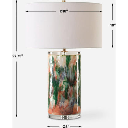 Verdant Multi-Colored Table Lamp by Uttermost in brass. Made from ceramic, crystal, iron, fabric in a eclectic & global style.