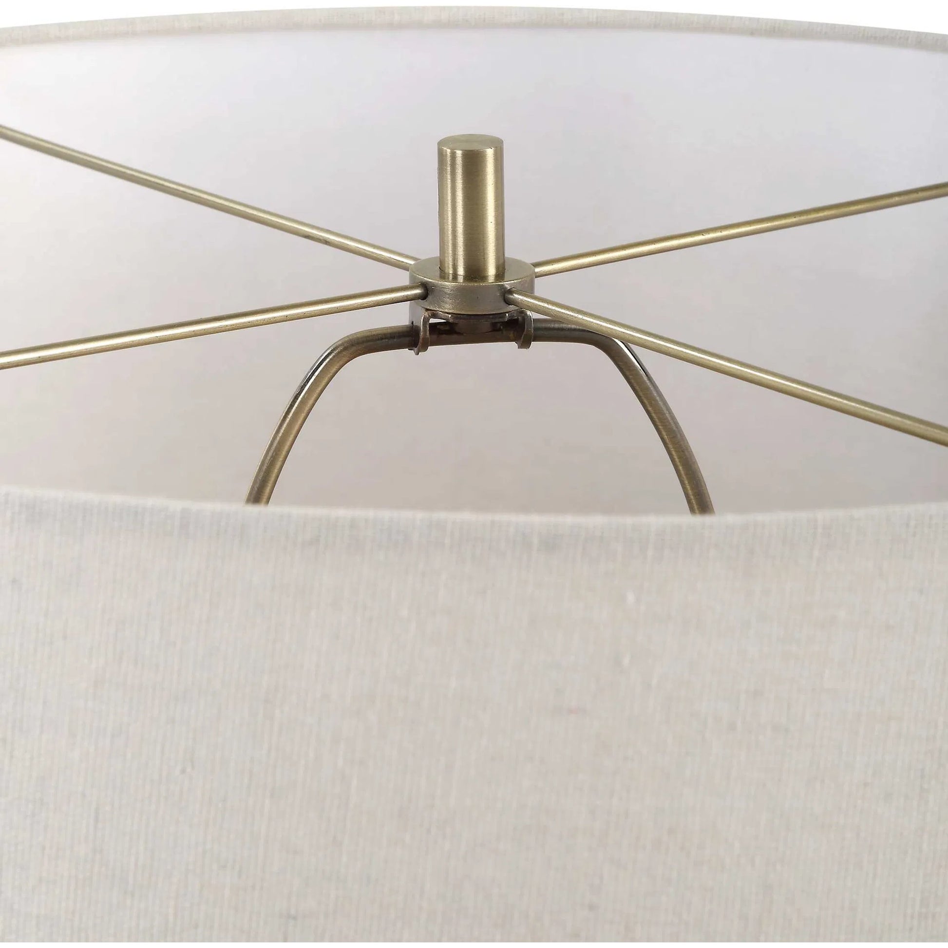 Pueblo Fired Clay Table Lamp by Uttermost in brass. Made from ceramic, metal, fabric in a transitional style.