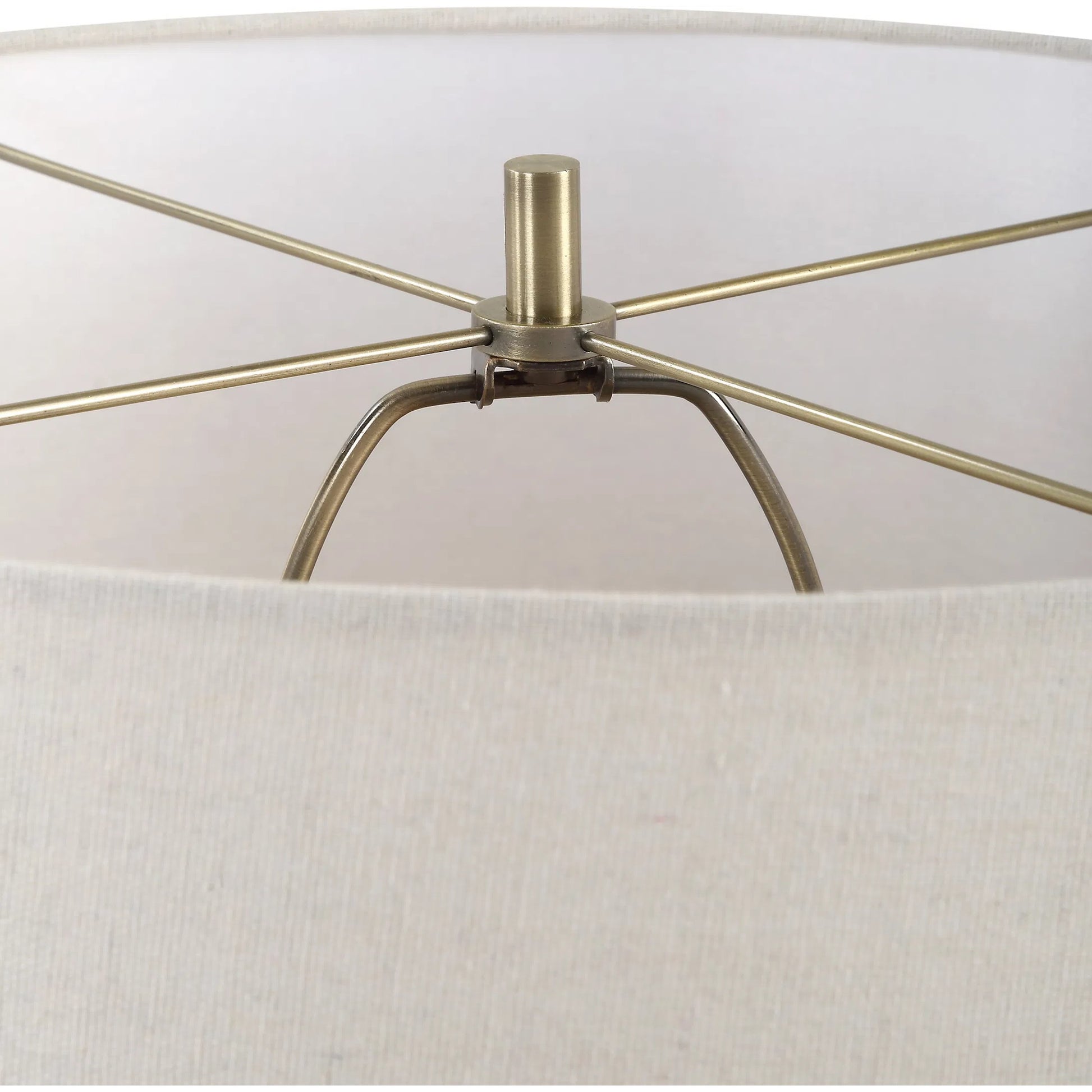 Pueblo Fired Clay Table Lamp by Uttermost in brass. Made from ceramic, metal, fabric in a transitional style.