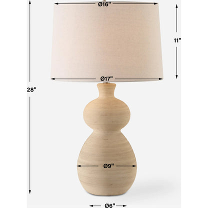 Pueblo Fired Clay Table Lamp by Uttermost in brass. Made from ceramic, metal, fabric in a transitional style.