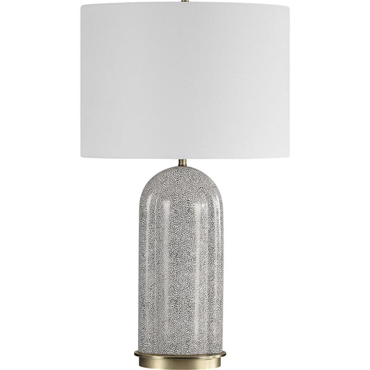 Dapple Table Lamp by Uttermost in dark chocolate. Made from porcelain, fabric, steel in a unique style.