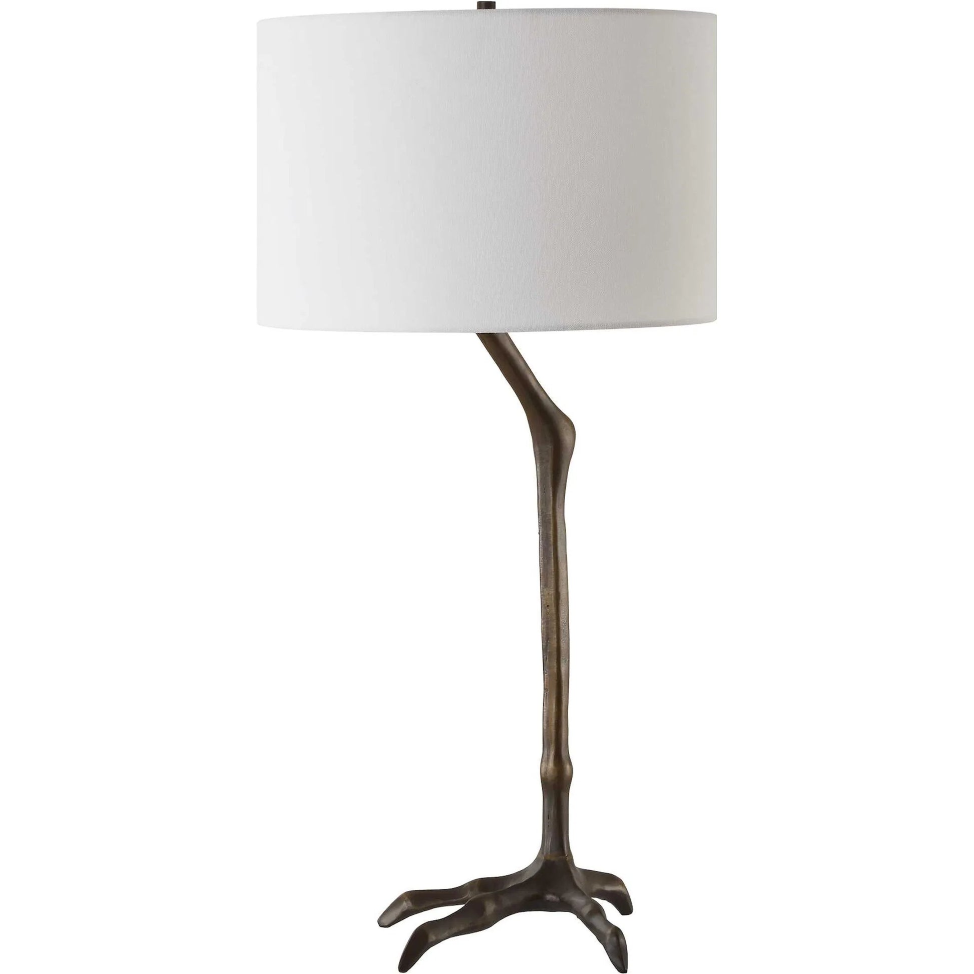 Perch Bird-Leg Table Lamp by Uttermost in bronze. Made from ceramic, casting iron, fabric in a cottage & farmhouse style.
