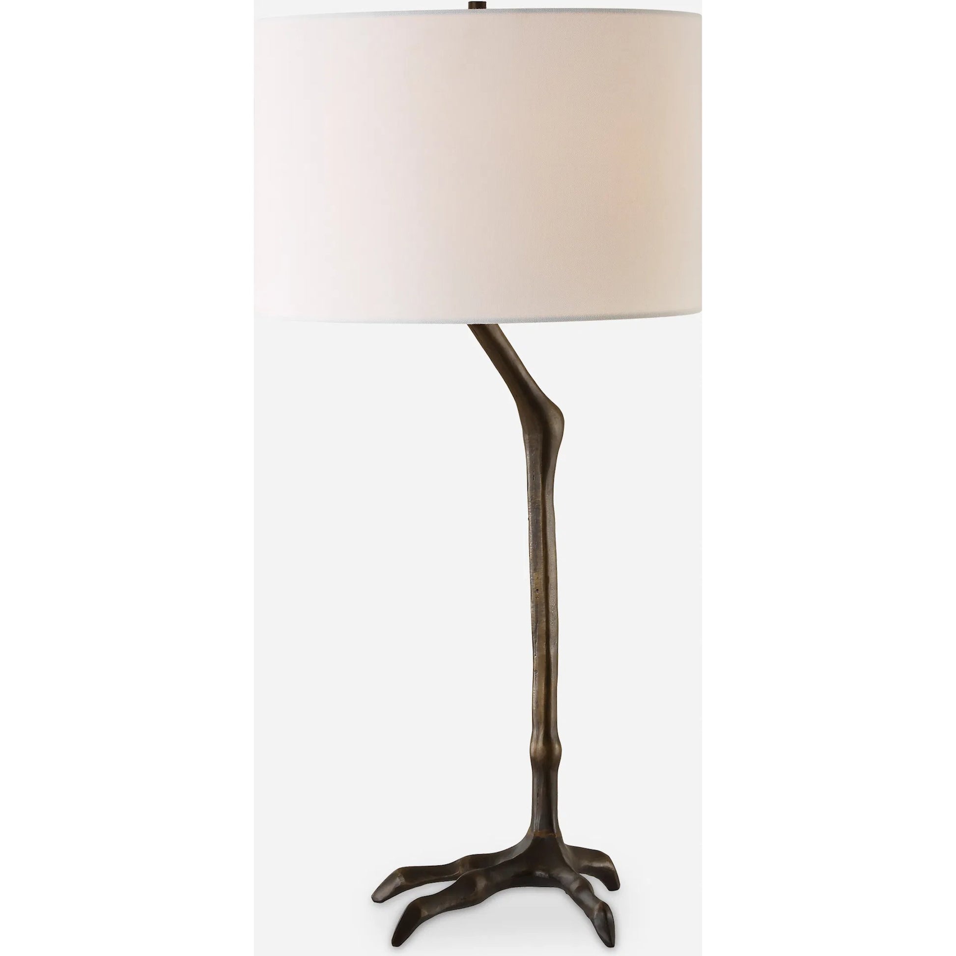 Perch Bird-Leg Table Lamp by Uttermost in bronze. Made from ceramic, casting iron, fabric in a cottage & farmhouse style.