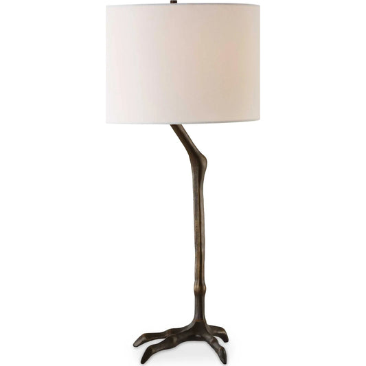 Perch Bird-Leg Table Lamp by Uttermost in bronze. Made from ceramic, casting iron, fabric in a cottage & farmhouse style.