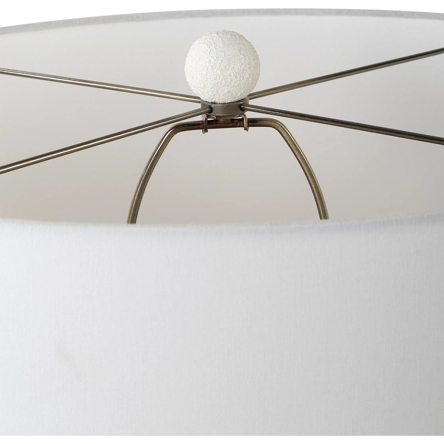 004 SI-2262454 | Closeup | Vida Table Lamp by Uttermost in brass. Made from steel, ceramic, fabric in a modern style.