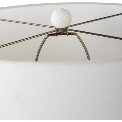 Vida Table Lamp by Uttermost in brass. Made from steel, ceramic, fabric in a modern style.