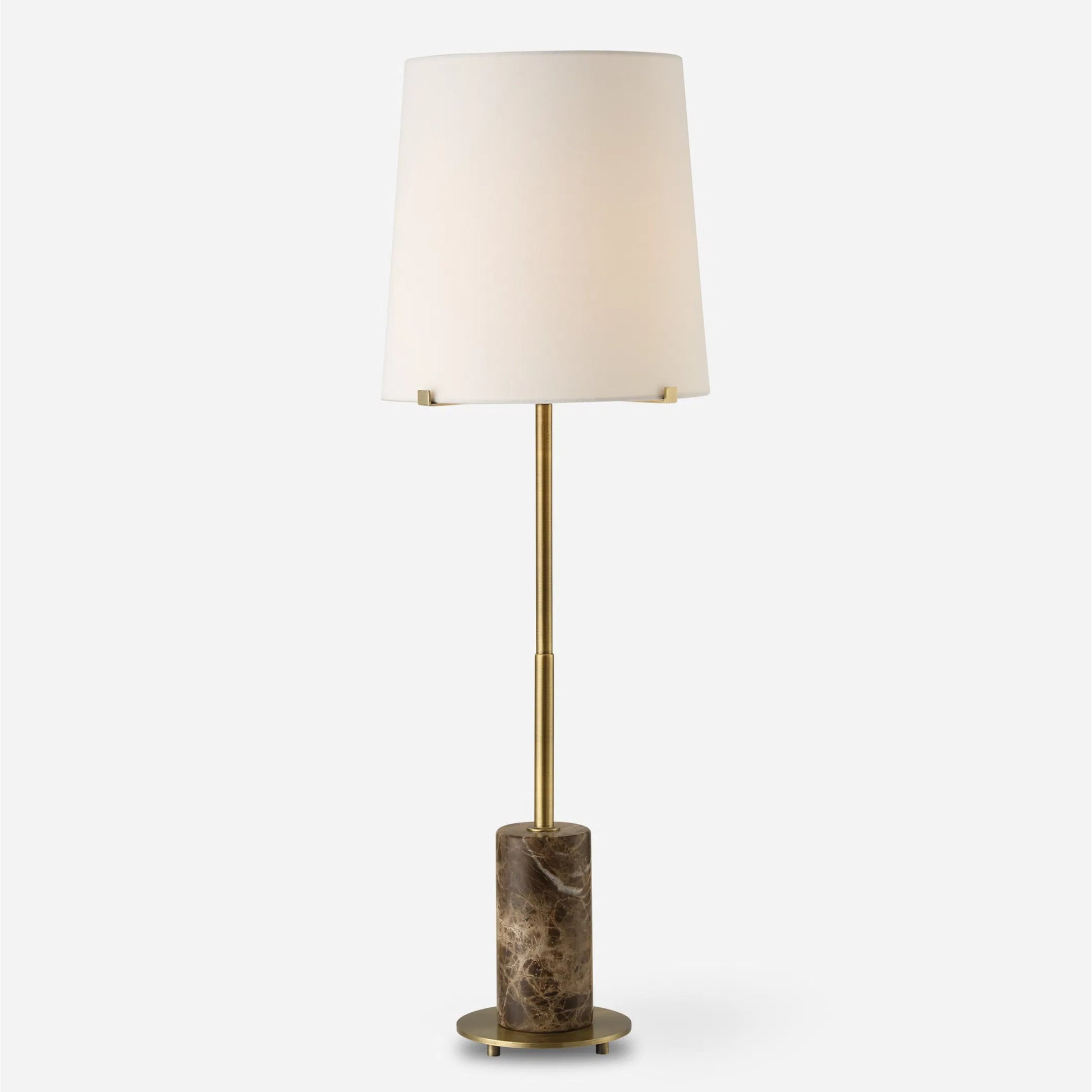 Sepia Buffet Lamp by Uttermost in brass. Made from steel, marble in a modern style.