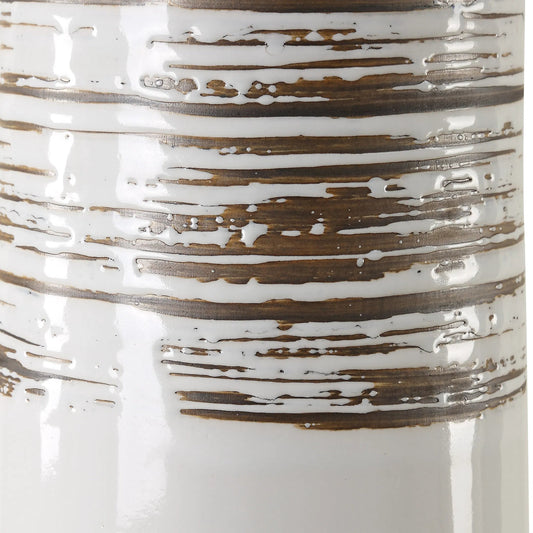 Haven Glaze Table Lamp by Uttermost in nickel. Made from steel, ceramic, fabric in a unique style.