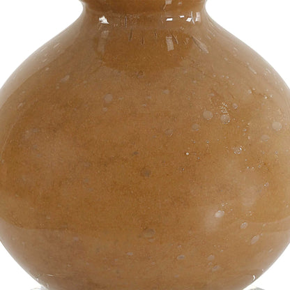 Sienna Caramel Glass Buffet Lamp by Uttermost in brass. Made from iron, crystal, fabric, glass in a unique style.
