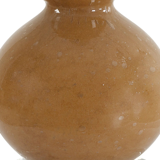 Sienna Caramel Glass Buffet Lamp by Uttermost in brass. Made from iron, crystal, fabric, glass in a unique style.