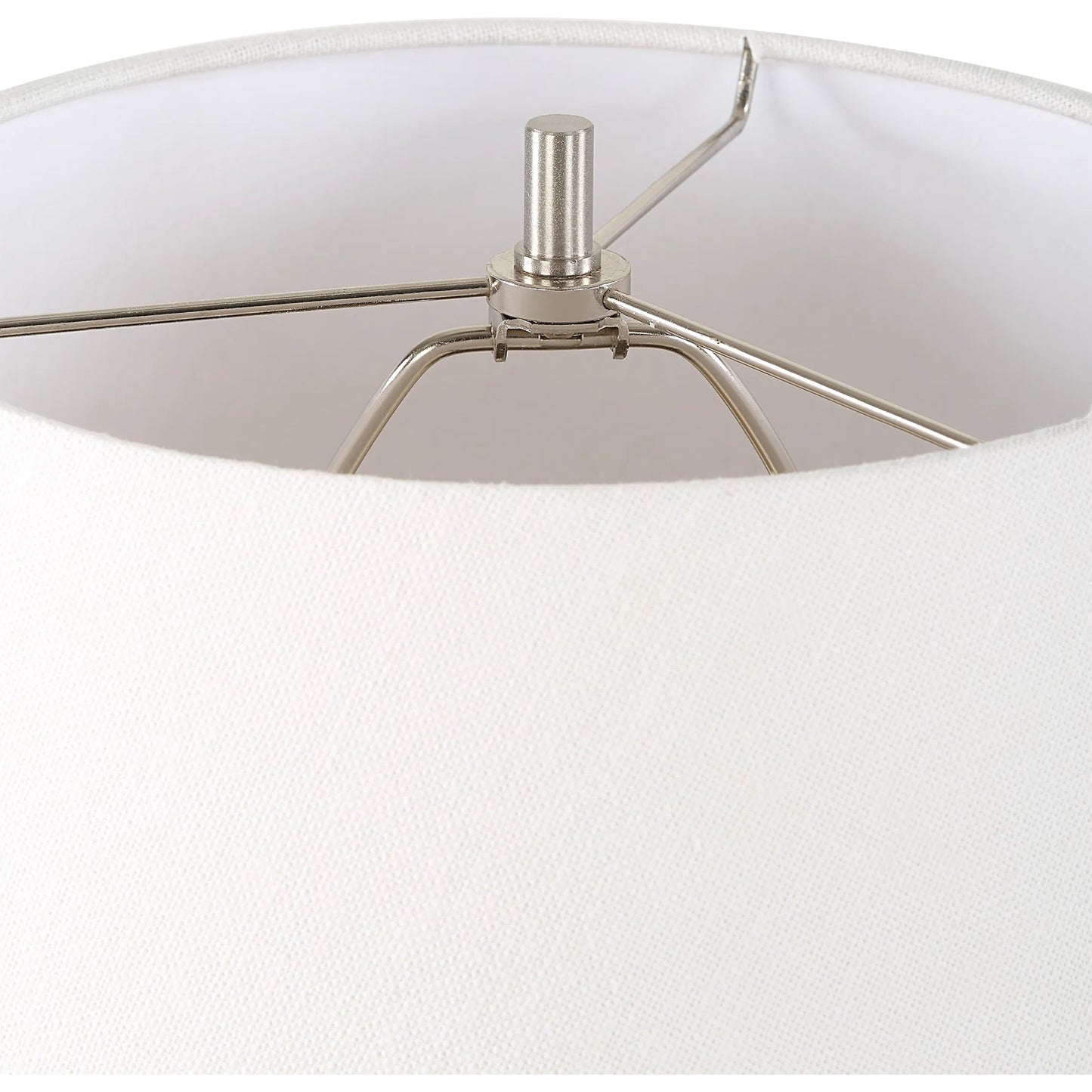 004 SI-2262459 | Closeup | Beckley Table Lamp by Uttermost in bronze. Made from steel, crystal, ceramic, fabric in a modern style.