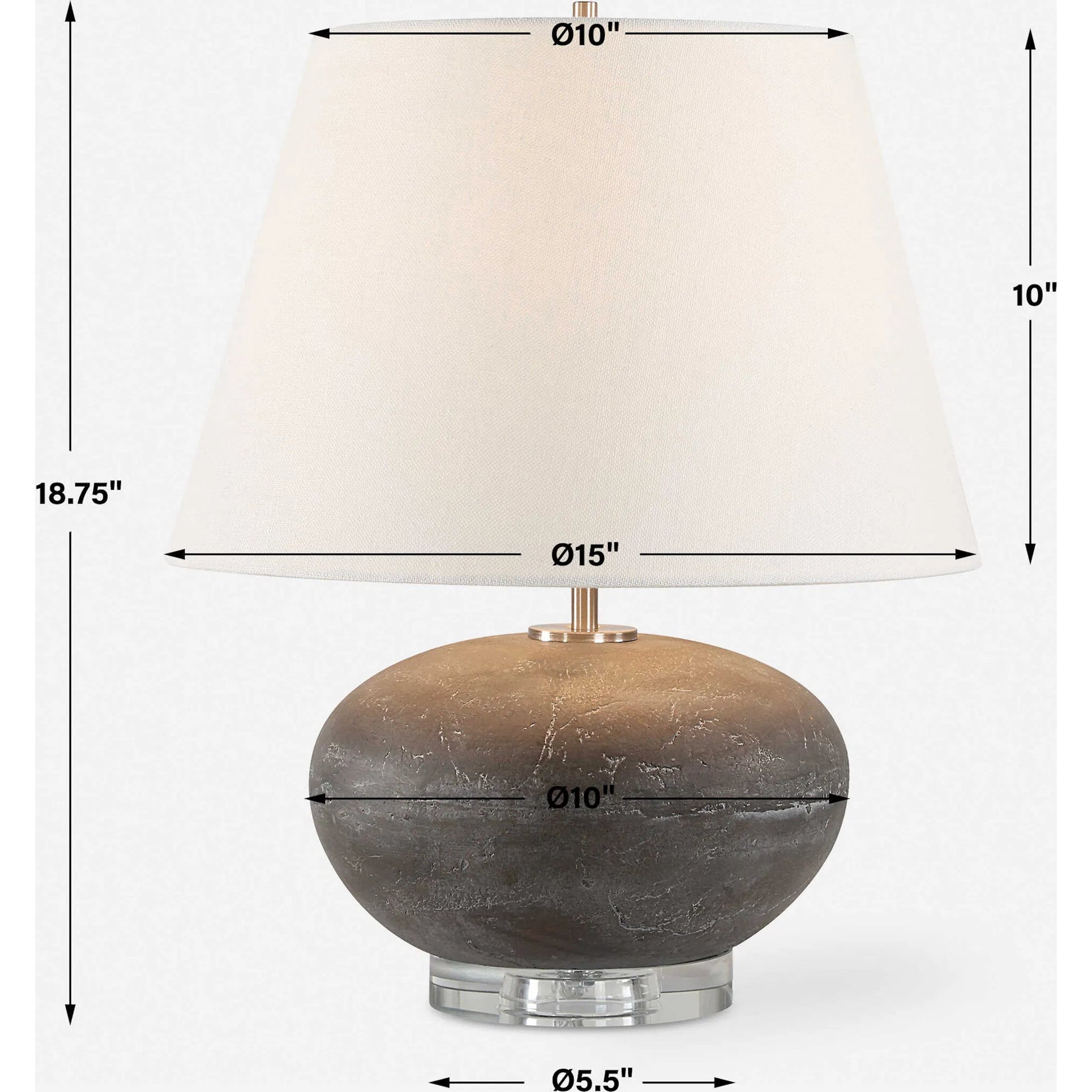 Beckley Table Lamp by Uttermost in bronze. Made from steel, crystal, ceramic, fabric in a modern style.