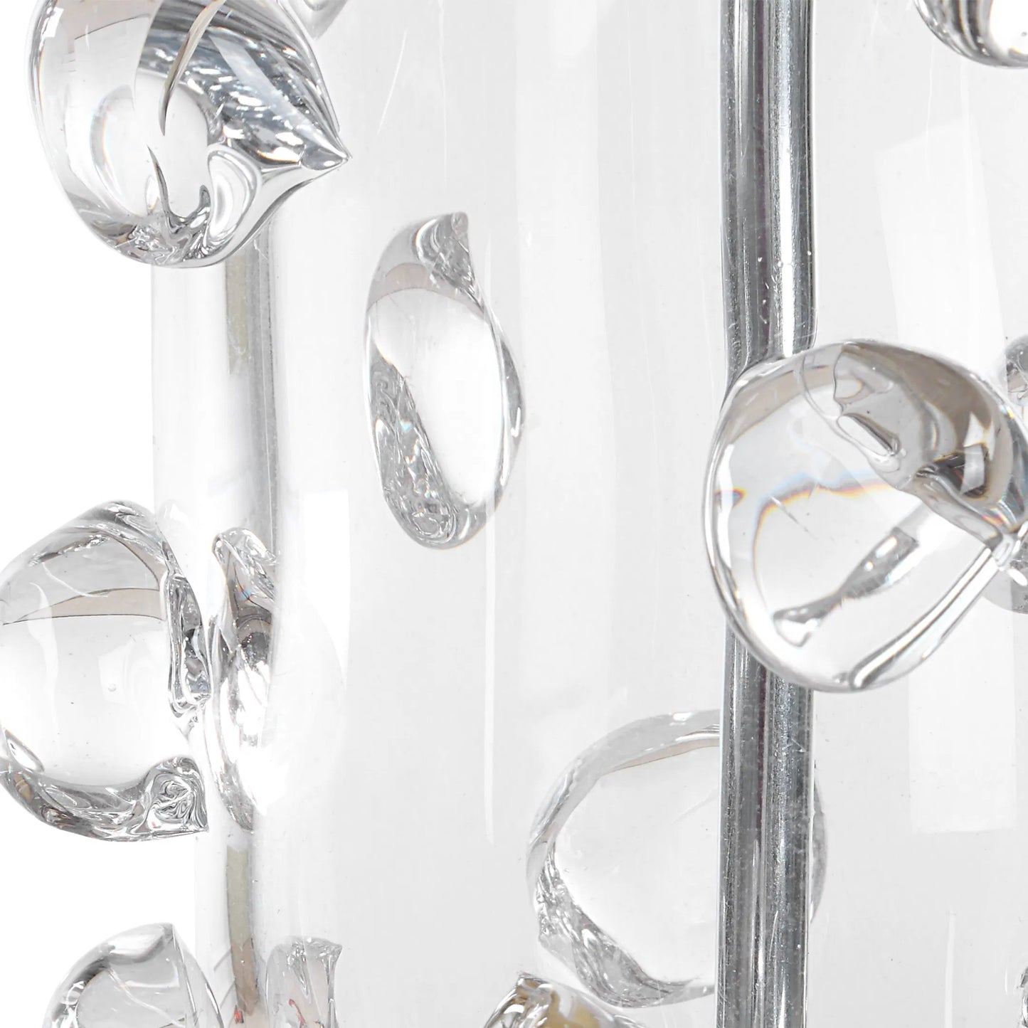 005 SI-2295251 | Closeup | Aura Clear Glass Table Lamp by Uttermost in brass. Made from glass, iron, fabric in a modern style.