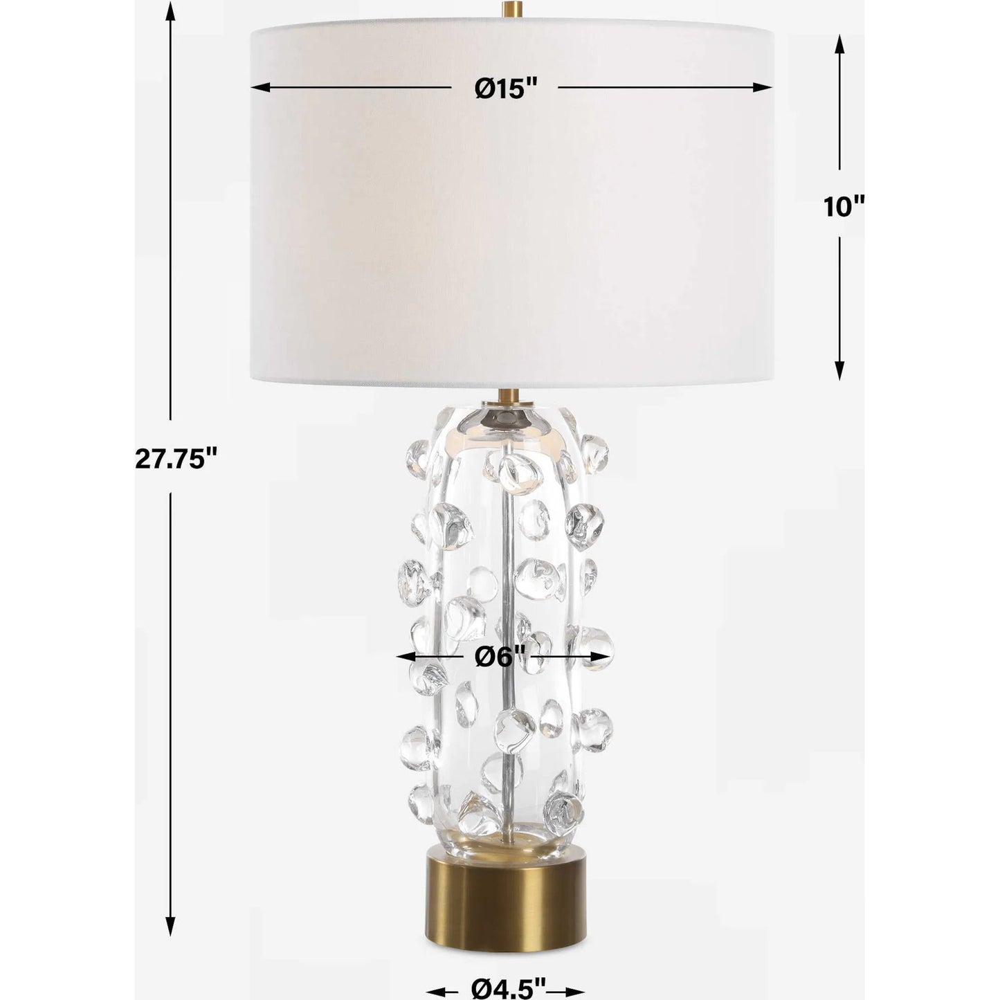 012 SI-2295251 | Additional Silo | Aura Clear Glass Table Lamp by Uttermost in brass. Made from glass, iron, fabric in a modern style.