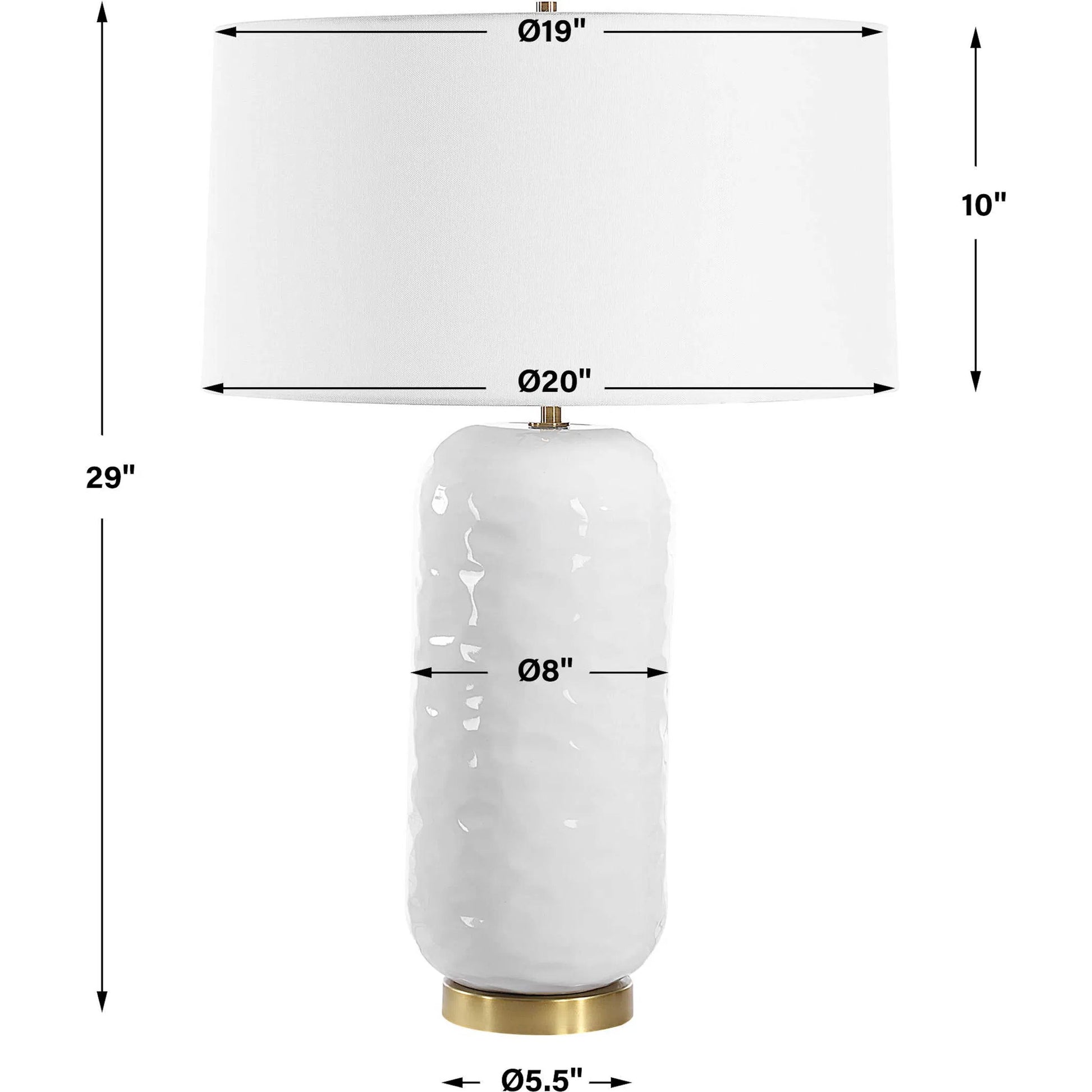 Iona Glaze Table Lamp by Uttermost in brass. Made from ceramic, metal, fabric in a transitional style.