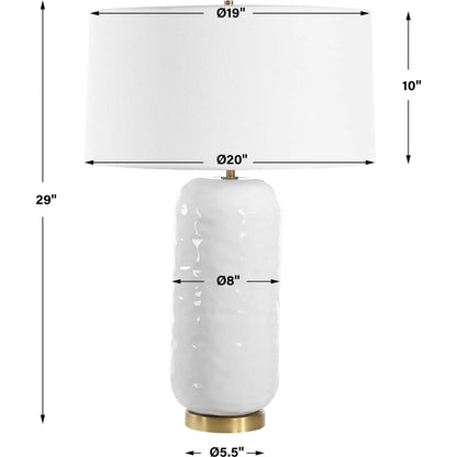 Iona Glaze Table Lamp by Uttermost in brass. Made from ceramic, metal, fabric in a transitional style.