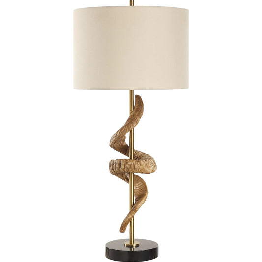 Rams Horn Table Lamp by Uttermost in brass. Made from steel, marble, fabric, resin in a unique style.