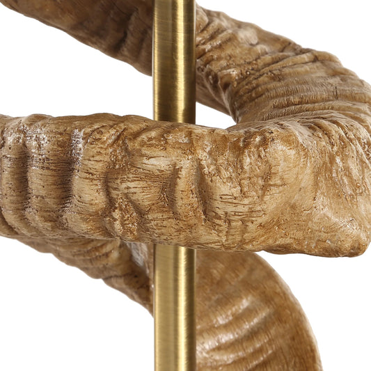 Rams Horn Table Lamp by Uttermost in brass. Made from steel, marble, fabric, resin in a unique style.