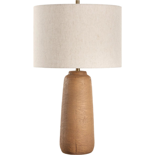 Ayda Terracotta Table Lamp by Uttermost in brass. Made from steel, ceramic, fabric in a unique style.