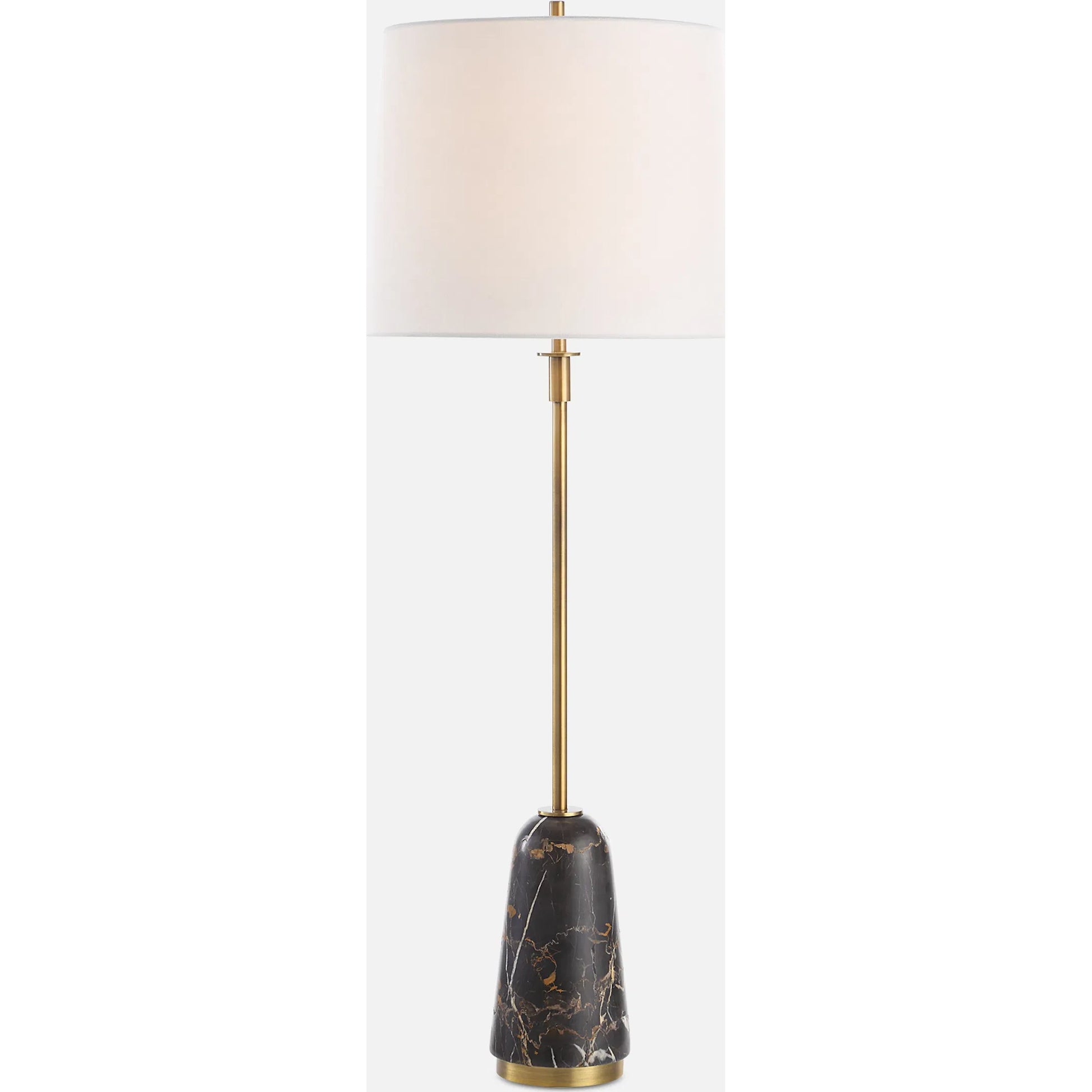Jenson Buffet Lamp by Uttermost in brass. Made from marble, iron, fabric in a modern style.