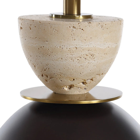 Procida Table Lamp by Uttermost in dark bronze. Made from iron, stone, fabric in a unique style.